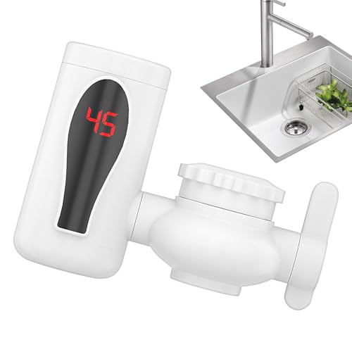 Huayeex Sofort-Heißwasserhahn - Mit Integrierter Heizfunktion | Drehbarer Wasserarmatur mit LED digitaler Anzeige und Doppelmodi für Händewaschen Pausenraum Badezimmer Kleine Wohnungen und von Huayeex