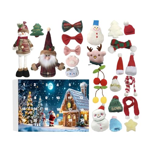 Huayeex Weihnachts Adventskalender Mit Plüschfiguren | Festliche Süße Plüschpuppe Schreibtischdekoration,24 Türchen Kalender Als Tisch Deko Dekoration Für Kamin Christbaum Winterdekoration Kinder von Huayeex