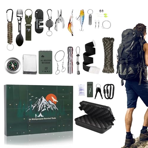 Huayeex Weihnachtszähler Adventskalender | Weihnachts Countdown Kalender Survival Set - Vielseitige Tragbare Gadgets Für Jugendliche Und Erwachsene Reisen Picknick Outdoor von Huayeex