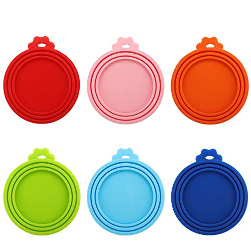 Huayue 6 Stück Silikon Deckel für Dosenfutter Silikondeckel für Katzenfutter Hundefutter Dosendeckel Silikon-Abdeckung für Tierfutterdosen Tiernahrung BPA Frei(Jeder hat 3 Größen:6.5 cm/7.5 cm/8.5 cm) von Huayue