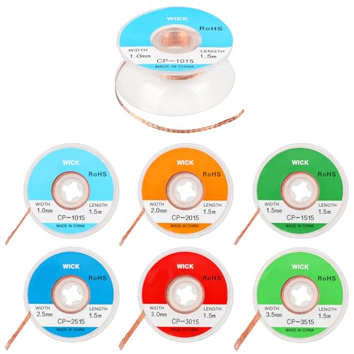 7 Rollen Entlötlitze Entlötdraht Entlötlitze mit Flussmittel Löten Docht Entlöten Braid Draht Entlöten Braid Draht Solder Lötzinn Entferner für Lötkolbenstation (Größe: 1.0/1.5/2.0/2.5/3.0/3.5mm) von Dadabig
