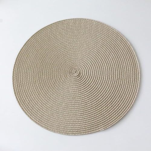 SONGR Tischsets/Platzsets Tischset Rund Wärmeisolierung Runde Matte Pp-Tischmatte Im Japanischen Stil Gewebte Matte 4-Teiliges Set-Beigegrau (38 cm) von Huayuehong