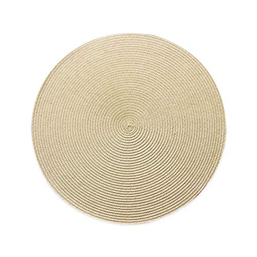 SONGR Tischsets/Platzsets Tischset Rund Wärmeisolierung Runde Matte Pp-Tischmatte Im Japanischen Stil Gewebte Matte 4-Teiliges Set-Beiges Gold (38 cm) von Huayuehong