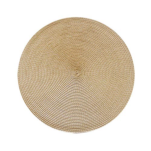 SONGR Tischsets/Platzsets Tischset Rund Wärmeisolierung Runde Matte Pp-Tischmatte Im Japanischen Stil Gewebte Matte 4-Teiliges Set-Golden (38 cm) von Huayuehong