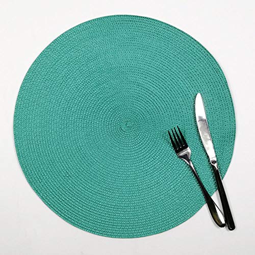 Tischsets/Platzsets Tischset Rund 4-Teiliges Set Umweltfreundlicher, Runder, Gewebter Pp-Tischsets, Verdickt Mit Rutschfestem, Ölbeständigem, Waschbarem Wärmeisolationspad-Blau (4 Packungen)_38Cm von Huayuehong