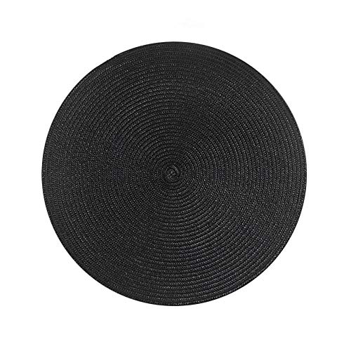 Tischsets/Platzsets Tischset Rund Wärmeisolierung Runde Matte Pp-Tischmatte Im Japanischen Stil Gewebte Matte 4-Teiliges Set-Schwarz (38 cm) von Huayuehong