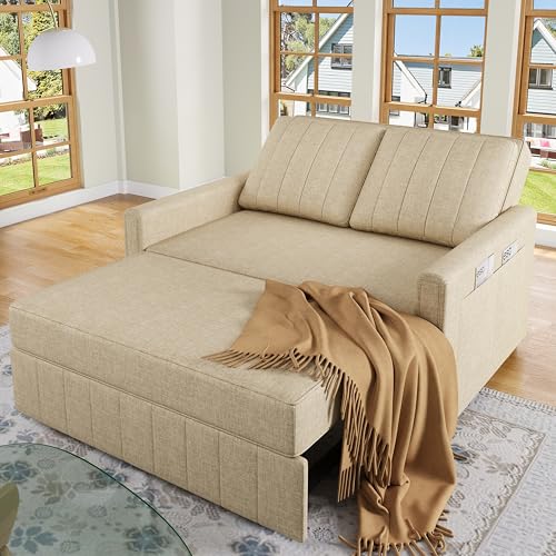 Huayz Multifunktionales Klappsofabett mit Schlaffunktion, Sofa,ideal für kleine Räume, geeignet für Zuhause oder Wohnheime, verstellbare Rückenlehne, 180 x 127 cm bequemes Sofabett. (Beige) von Huayz