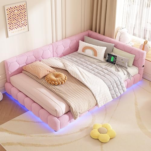 Huayz Polsterbett 140x200 mit LED und USB-Anschluss, Bettgestell mit Lattenrost,Tagesbett Schlafsofa Bett Bettsofa Gästebett Jugendbett Einzelbett, ohne Matratze Huayz Polsterbett 140x200 mit LED und USB-Anschluss, Bettgestell mit Lattenrost,Tagesbett Schlafsofa Bett Bettsofa Gästebett Jugendbett Einzelbett, ohne Matratze von Huayz