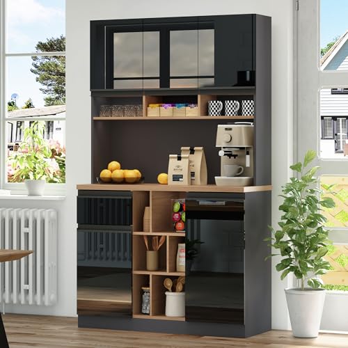 Huayz Küchenschrank Vitrinenschrank, Buffetschrank Küchenschränke mit Regal und Türen für Küche, Mehrzweckschrank Hochschrank mit Verstellbaren Ablagen und Schubladen, 185x105x45 cm Huayz Küchenschrank Vitrinenschrank, Buffetschrank Küchenschränke mit Regal und Türen für Küche, Mehrzweckschrank Hochschrank mit Verstellbaren Ablagen und Schubladen, 185x105x45 cm von Huayz