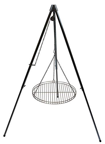 Dreibein Schwenkgrill Edelstahl stufenlos höhenverstellbar inkl. 60 cm Edelstahl-Rost (155) von Huber Grillgeräte