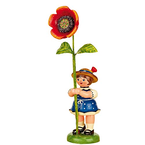 Hubrig Blumenmädchen 11cm Blumenkind mit Mohnblume Erzgebirge von Hubrig Volkskunst GmbH