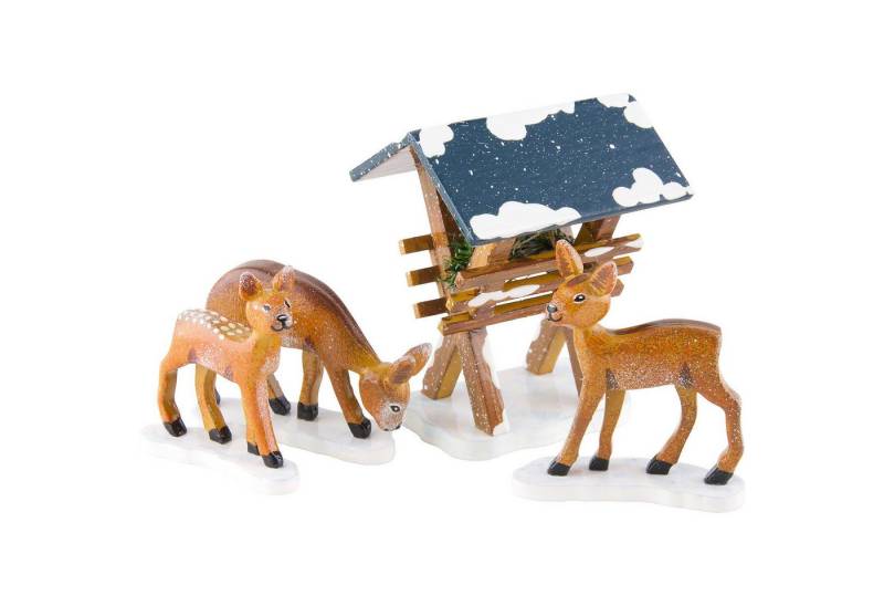 Hubrig Volkskunst GmbH Dekofigur Winterkinder Futterkrippe mit 3 Rehen (3-7cm) von Hubrig Volkskunst von Hubrig Volkskunst GmbH