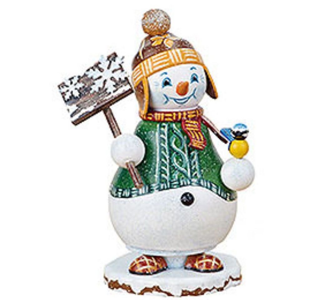 Hubrig Volkskunst GmbH Räuchermännchen Wichtel Schneemann Schneegestöber Höhe ca. 14 cm, handbemalt von Hubrig Volkskunst GmbH