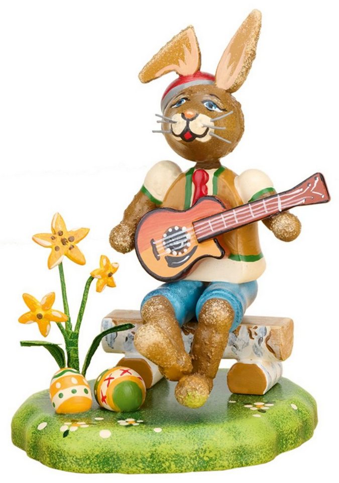 Hubrig Volkskunst Zschorlau Erzgebirge Osterhase Musikant Hasenjunge mit Gitarre, Neuheit 2023 - Handarbeit aus dem Erzgebirge von Hubrig Volkskunst Zschorlau Erzgebirge