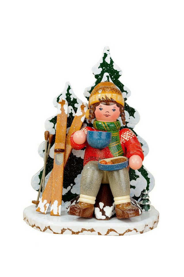 Hubrig Volkskunst Zschorlau Erzgebirge Räuchermännchen Hubrig Räuchermann Schneeschuhfahrerin, (1 St), Handarbeit aus dem Erzgebirge von Hubrig Volkskunst Zschorlau Erzgebirge