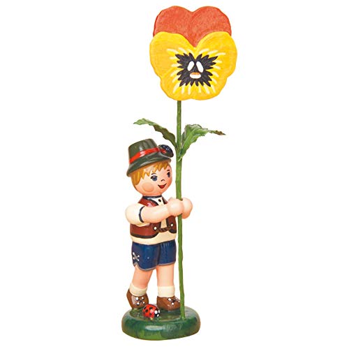 Hubrig Blumenjunge 11cm Blumenkind mit Stiefmütterchen Erzgebirge von Hubrig Volkskunst