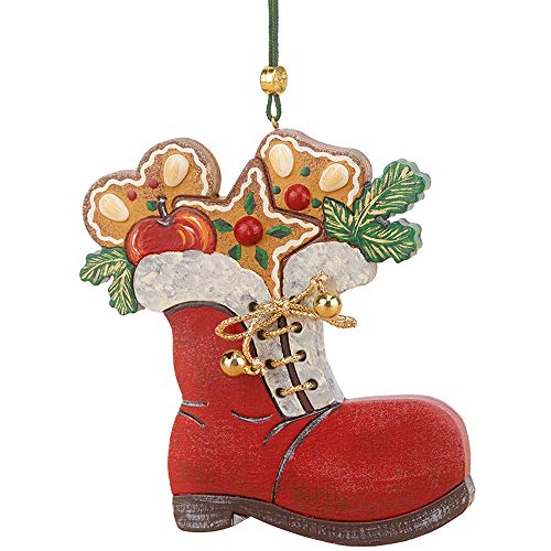 Hubrig Volkskunst Nikolausstiefel - 8 cm Metall Weihnachtsbaumschmuck Klassisch Rot Hängend von Hubrig Volkskunst