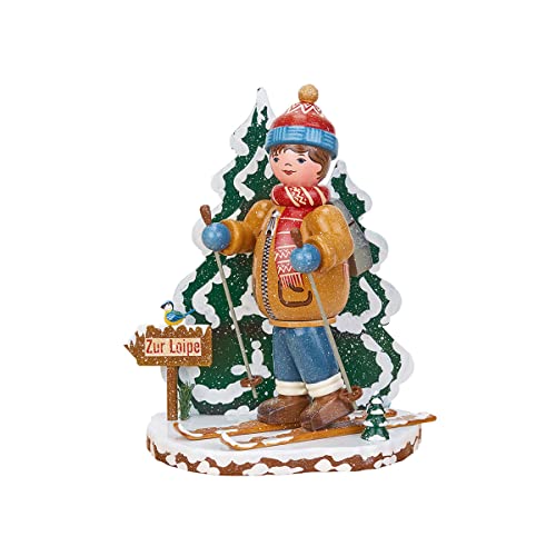 Räuchermann - Winterkind Schneeschuhfahrer - 20cm - Original Erzgebirge Räuchermann - Hubrig Volkskunst von Hubrig Volkskunst GmbH