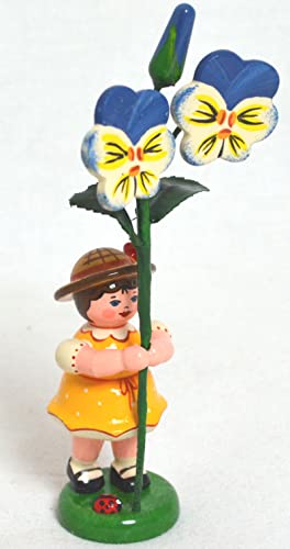 Hubrig Blumenkind, Mädchen mit Hornveilchen, Höhe etwa 11 cm von Hubrig Volkskunst
