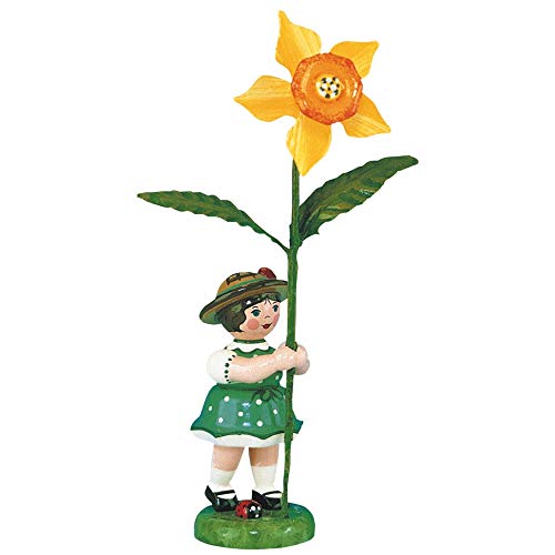 Hubrig Blumenmädchen 11cm Blumenkind mit Narzisse Erzgebirge von Hubrig Volkskunst