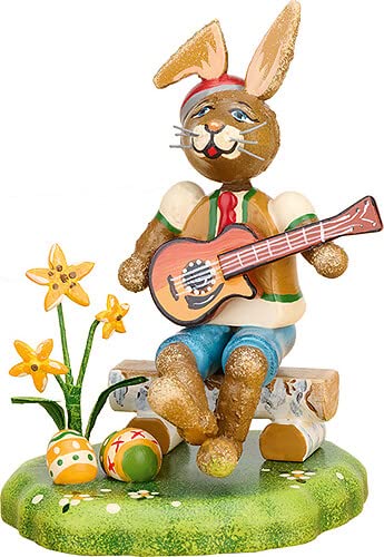 Hubrig Hasenmusikant Hase mit Gitarre, Höhe etwa 9 cm von Hubrig