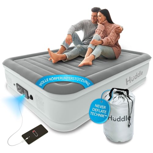 Huddle® Luxury Never Deflate Double-Luftbett mit patentierter Dual-Pump-SlumberGuard™-Premium-Technologie | Aufblasbare Matratze mit integrierter Pumpe | Bequeme aufblasbare Luftmatratze von Huddle