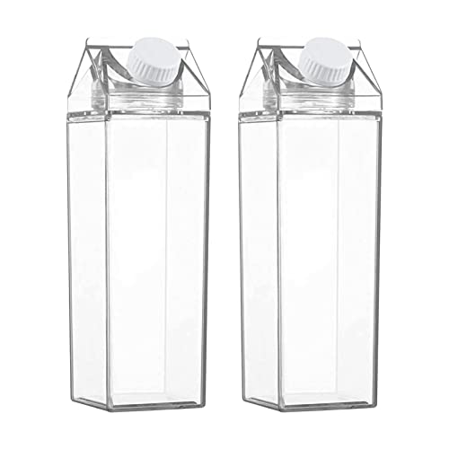 2 Stück Milchkarton Wasserflaschen Transparente Milchkarton Wasserflasche Transparente quadratische Wasserflaschen Versiegelte quadratische Milchflasche Saftbecher für Outdoor-Sportreisen Camping von Hudhowks