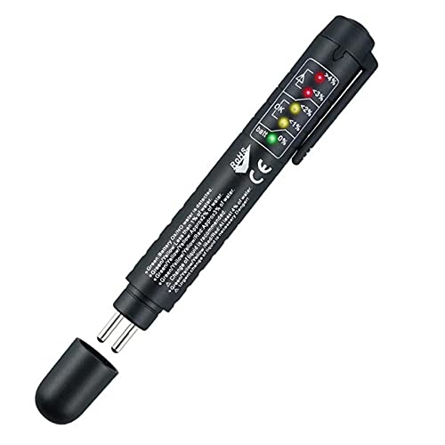 Brake Fluid Tester Pen, Auto Hydraulic Fluid/Liquid/Oil Moisture Analyzer With 5 LED Indicators, Bremsflüssigkeitsprüfstift Auto Brake Diagnostic Testing Tool - Black von Hudhowks