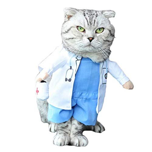 Haustier-Halloween-Kostüm, Hund, Katze, Arzt, Kostüm, verwandelt in eine Katze, verwandelt in eine Katze und Hundekleidung, Haustierkostüme, Haustier-Arztkleidung, lustiges Cosplay-Outfit, Uniform von Hudhowks