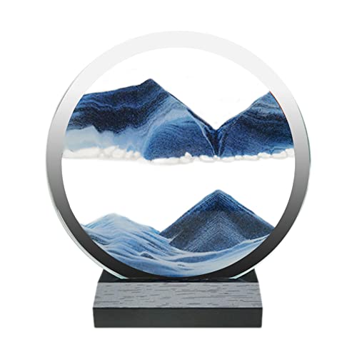 Hudhowks Bewegliche Sandmalerei, Sandbilder zum Spinnen von dynamischen 3D-Qting-Lrglass-Ornamenten mit rundem Glas, Aussicht, Sandmalerei, Desktop-Dekorationen, 17,8 cm für Heimbüro-Dekoration von Hudhowks