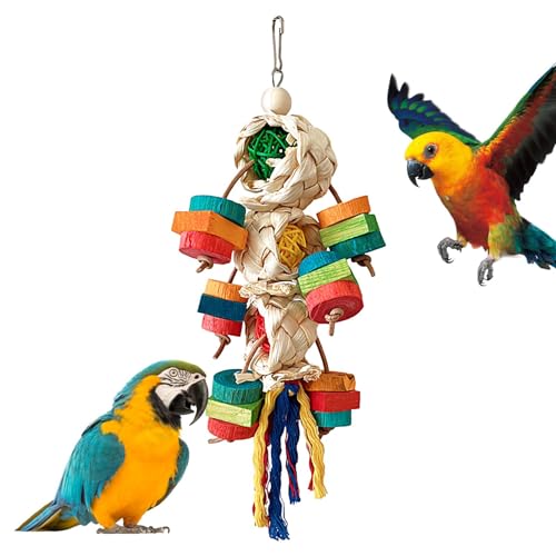 Hudhowks Kauspielzeug für Papageien,Papageien-Kauspielzeug,Kaubares Kakadu-Spielzeug aus Holz, bunt - Dekoratives hängendes, entspannendes Sittichspielzeug für Rennmäuse, Hamster, Küken und Sardellen von Hudhowks