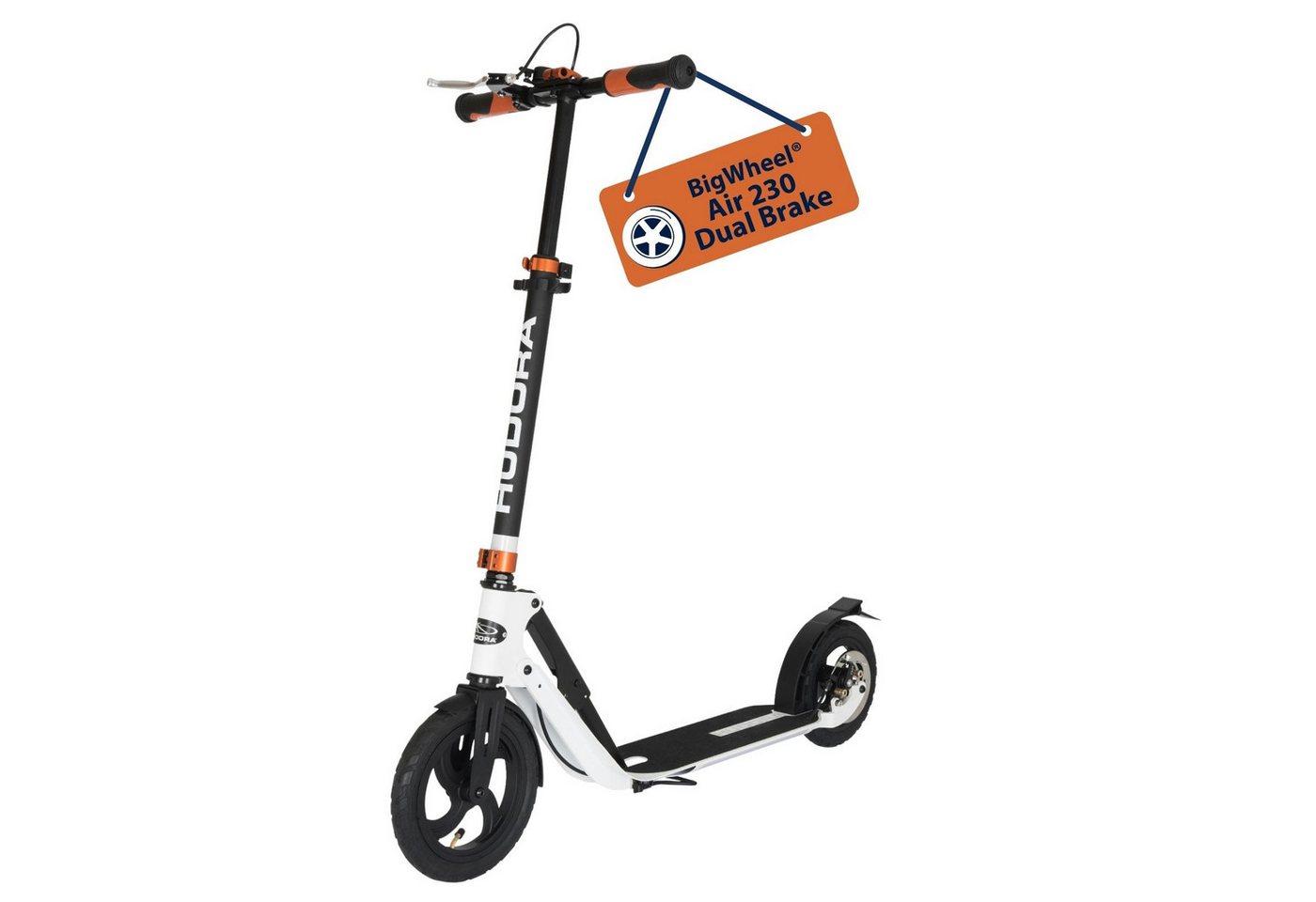 Hudora Cityroller BigWheel® Air 230 Dual Brake Scooter, einklappbarer, höhenverstellbarer Tretroller von Hudora