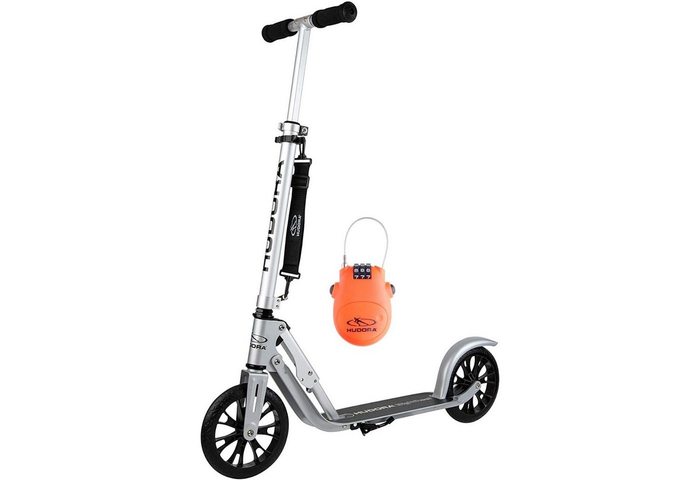 Hudora Scooter 14100/00 14492 2er Set BigWheel® Crossover 205, silber + Schloss von Hudora