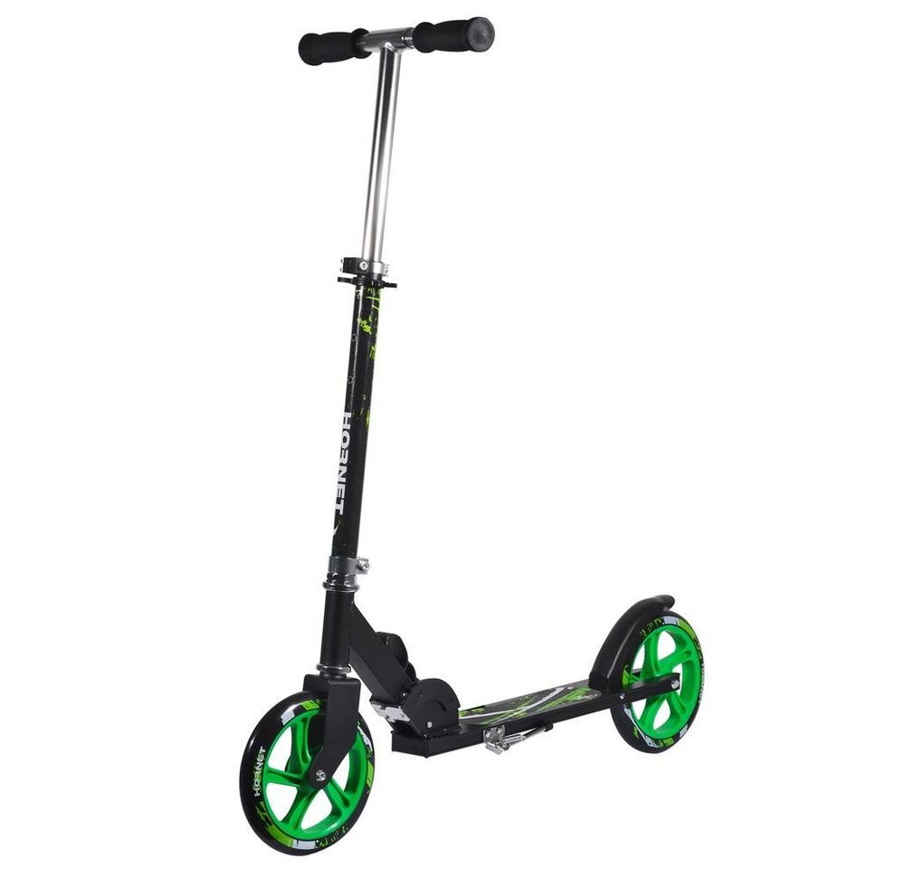 Hudora Scooter Hornet 200, klappbar, Lenkerhöhe von 91 bis 101 cm, bis 100 kg, Tret-Roller, Big Wheel, Kinderscooter, Kinderroller, für Kinder, Neon Grün von Hudora