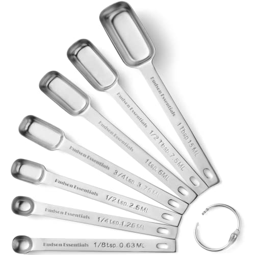Hudson Essentials Messlöffel-Set aus Edelstahl, für trockene oder flüssige Getränke, passt in Gewürzgläser, 7 Stück von Hudson Essentials