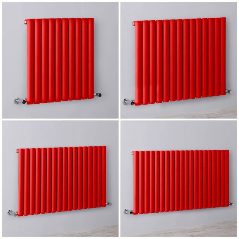 Design Heizkörper, horizontal (einlagig) – H 635mm, Breite wählbar – Rot – Revive von HudsonReed