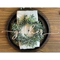 Thanksgiving-Tisch Gedeck Dekor, 4Er-Set, Urlaub Dinner Party Tischkarten, Sammeln Dankbare Dankbar Gesegnete Herbst-Holzplatten-Wörter von HudsonValleyMakerCo