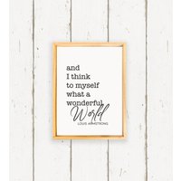 And I Think To Myself What A Wonderful World - Handgemaltes Boho Home Decor Schild Louis Armstrong von HudsonandBirchShop