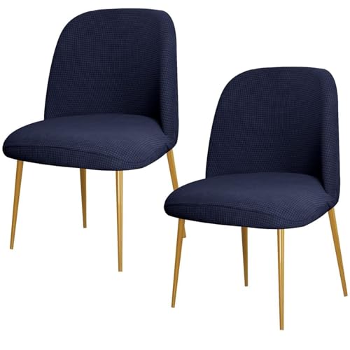 2 Stück Stretch-Esszimmerstuhlbezüge, Armlehnenlose Schonbezüge Aus Polyester Mit Gebogener Rückenlehne, Küchenstuhlschutz for Wohnzimmer Und Schlafzimmer(Navy) von Hueborne