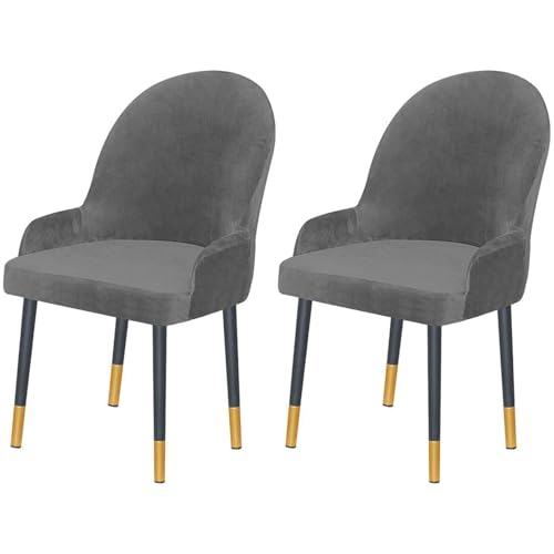2 Stück Stretch-Stuhlhussen for Ohrensessel Aus Samt Mit Niedriger Armlehne, Moderne Sitzbezüge Mit Gebogener Rückenlehne Und Halbrunder Rückenlehne for Esszimmer, Wohnzimmer, Schlafzimmer(Gray) von Hueborne