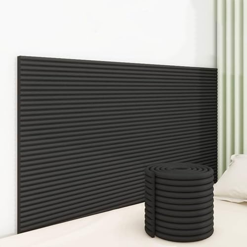 3D-Weichwandverkleidung For Schlafzimmer, Tatami-Matten – Selbstklebendes Klebekopfteil(Black,15x200cm/5.9x78.7in) von Hueborne