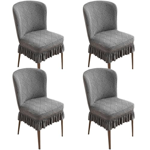 Dehnbarer Stuhlschutz Mit Gebogener Rückenlehne Und Rock, for Hochzeiten/Bankette, 85% Polyester, 15% Spandex, Rutschfestes Design(A-Gray) von Hueborne