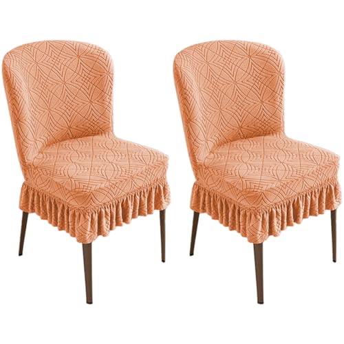 Dehnbarer Stuhlschutz Mit Gebogener Rückenlehne Und Rock, for Hochzeiten/Bankette, 85% Polyester, 15% Spandex, Rutschfestes Design(A-orange) von Hueborne