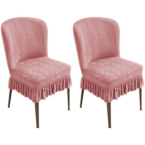 Dehnbarer Stuhlschutz Mit Gebogener Rückenlehne Und Rock, for Hochzeiten/Bankette, 85% Polyester, 15% Spandex, Rutschfestes Design(A-pink) von Hueborne