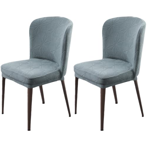 Dehnbarer Stuhlschutz Mit Gebogener Rückenlehne Und Rock, for Hochzeiten/Bankette, 85% Polyester, 15% Spandex, Rutschfestes Design(B-Gray Blue) von Hueborne