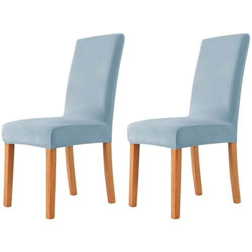 Hueborne 2 Stück Große Stuhlhussen Aus Samt for Esszimmerstühle, Elastisch, Dehnbar, Mit Hoher Rückenlehne, for Küchen-, Hochzeits- Und Bankettdekoration(Baby Blue) von Hueborne