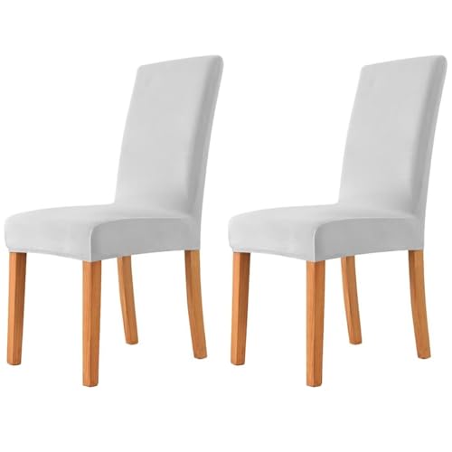 Hueborne 2 Stück Große Stuhlhussen Aus Samt for Esszimmerstühle, Elastisch, Dehnbar, Mit Hoher Rückenlehne, for Küchen-, Hochzeits- Und Bankettdekoration(Light Gray) von Hueborne