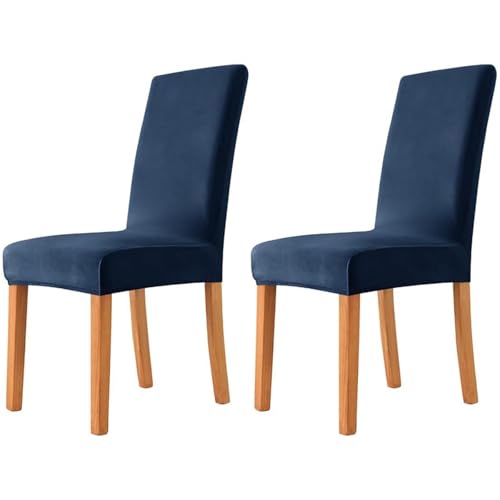 Hueborne 2 Stück Große Stuhlhussen Aus Samt for Esszimmerstühle, Elastisch, Dehnbar, Mit Hoher Rückenlehne, for Küchen-, Hochzeits- Und Bankettdekoration(Navy) von Hueborne