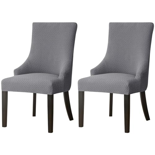 Hueborne 2 Stück Ohrensessel-Bezüge aus Polyester-Spandex, Stretch, Schonbezug for Esszimmer-Akzentstühle, wiederverwendbar, Sesselschutz for Wohnzimmer und Schlafzimmer(Dark Gray,2 Pcs) von Hueborne