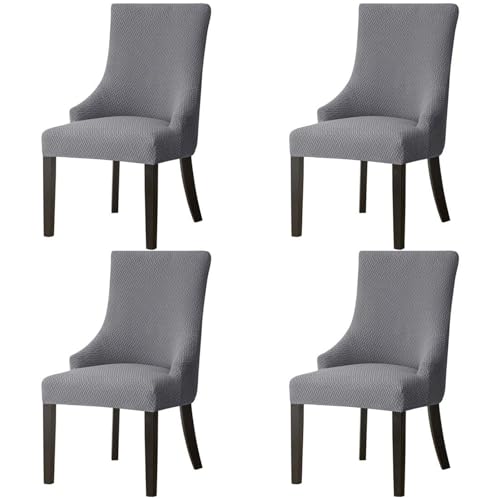 Hueborne 2 Stück Ohrensessel-Bezüge aus Polyester-Spandex, Stretch, Schonbezug for Esszimmer-Akzentstühle, wiederverwendbar, Sesselschutz for Wohnzimmer und Schlafzimmer(Dark Gray,4 Pcs) von Hueborne